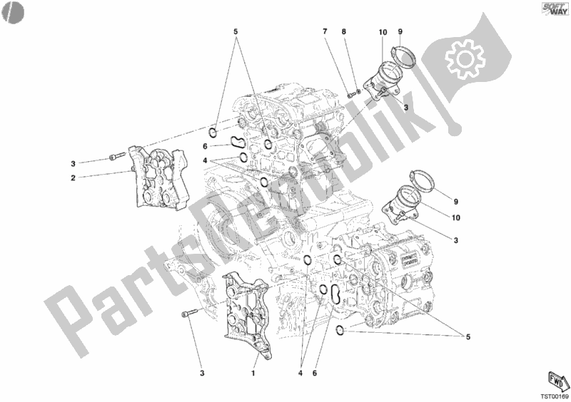 Toutes les pièces pour le Collecteur D'admission du Ducati Superbike 999 R USA 2006